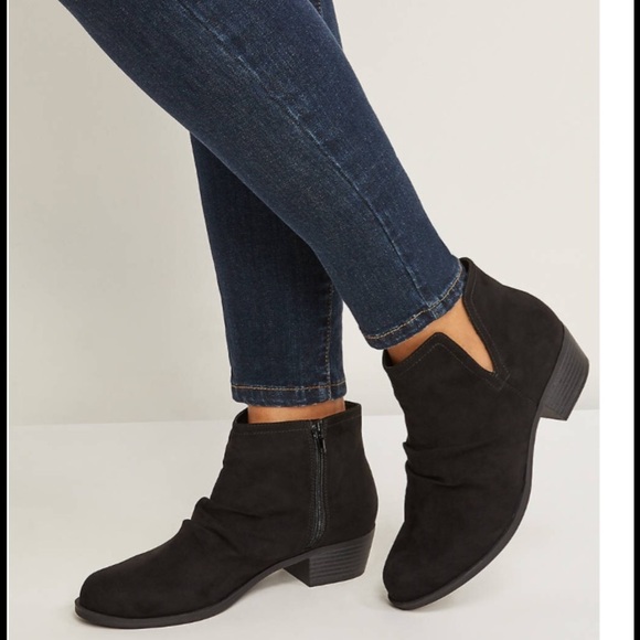 Lane Bryant Faux Suede Scrunch Ankle Boot Booties Size 8W NEW - Picture 1 of 6
